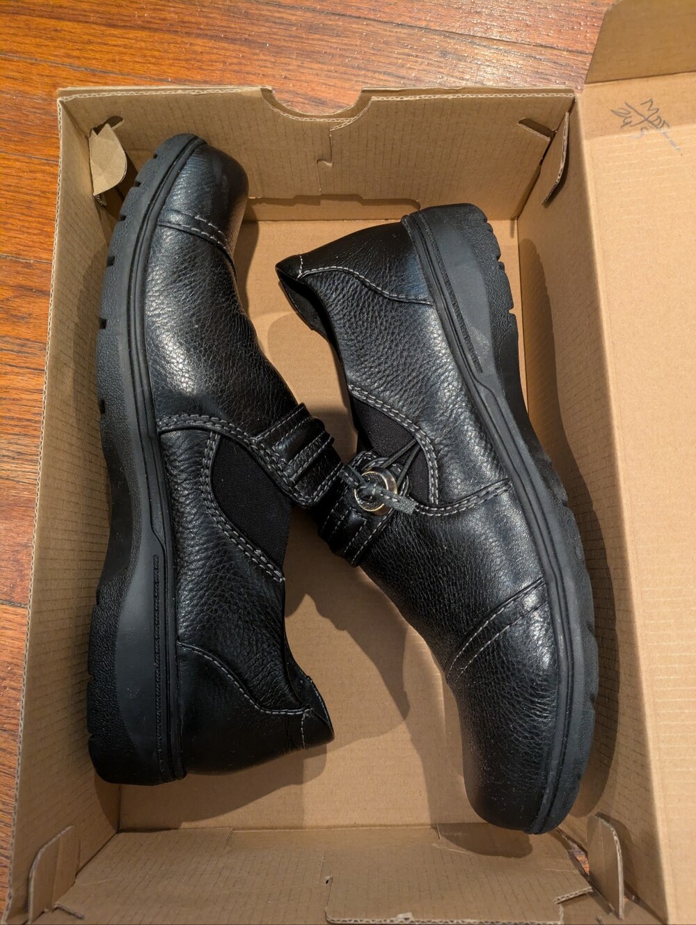 Women's Black Clarks Slip-On Comfort Shoes